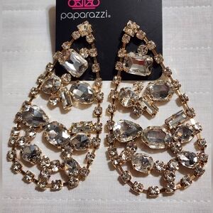 Paparazzi Crystal Gold Teardrop Earrings